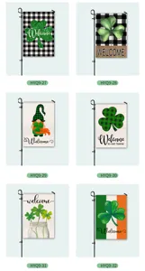 St. Patrick's Day garden flag clover outdoor yard banner double sided decorative 6pcs