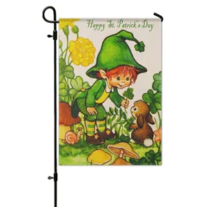 St. Patrick's Day garden flag linen print outdoor decorative yard banner for spring decor