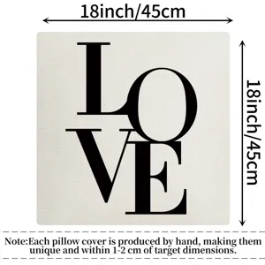 Schwarz-weißer LOVE Buchstaben Kissenbezug, 18x18 Zoll quadratischer Kissenbezug.