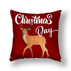 Christmas throw pillow cover decorative red reindeer cushion case holiday sofa home decor