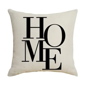 Moderner minimalistischer schwarz-weißer HOME Leinen Kissenbezug für das Wohnsofa