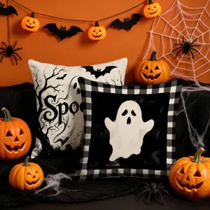 Halloween ghost throw pillow covers set black and white decorative sofa cushion case
