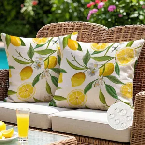 Housse de coussin imperméable motif citron extérieur en polyester pour canapé de jardin