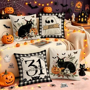 Halloween black cat throw pillow covers festive sofa cushion decoration party home decor