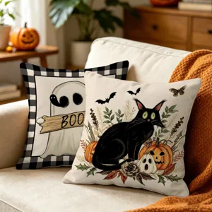 Halloween black cat ghost throw pillowcase decorative sofa cushion holiday party home decor