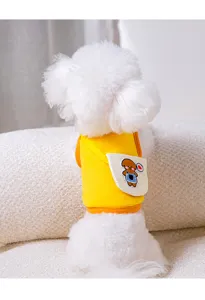 Zomer schattig hondenvest met kleine tas huisdierenkleding ademend geel voor puppy teddy.