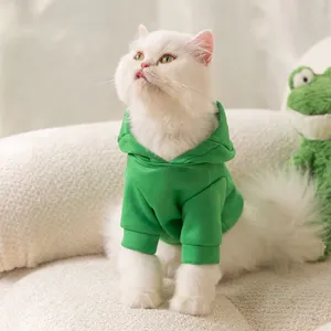 Cute green cat hoodie pet clothes autumn winter warm sweatshirt kitten apparel cute outfit