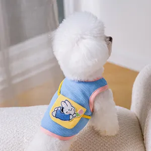 Zomer schattige huisdier hond mesh vest met cartoon konijn tas ontwerpen ademende puppy kleding