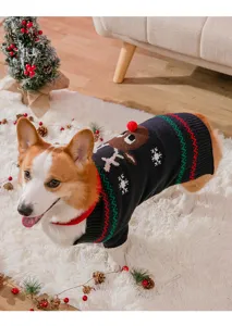 Cute Christmas elk knitted dog sweater winter warm pet clothes for small medium dogs