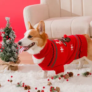 Christmas dog sweater and scarf set with cute elk pattern for small medium dogs winter warm