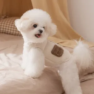 Carino gilet in pile per cani piccoli e medi, caldi vestiti invernali per animali con tasca orso.