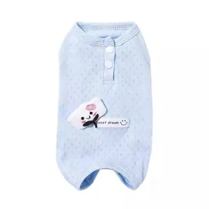 Breathable pet cat dog spay suit cute blue belly wrap anti-licking surgery recovery clothes