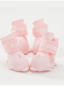 Scarpe impermeabili in silicone per cani con design delfino rosa, set di 4 per animali.
