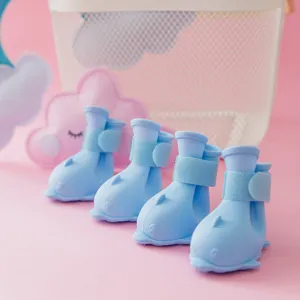 Stivali da Pioggia Impermeabili in Silicone per Cani da Compagnia Set di Scarpe Antiscivolo per Cani Piccoli Cuccioli Chihuahua Teddy