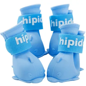 Stivaletti per cani in silicone impermeabile, simpatico design balena blu, scarpe antiscivolo.