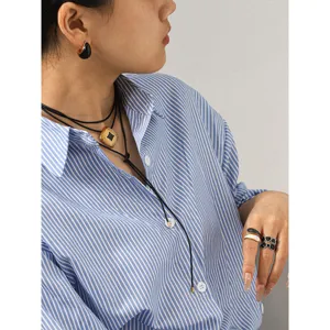 Ensemble de bijoux en acier inoxydable noir émaillé boucles d'oreilles collier pour femme