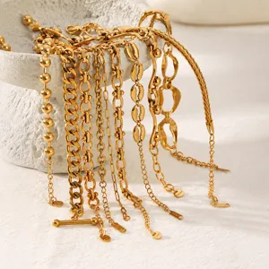 Minimalist Stainless Steel Cuban Chain Bracelet 18K Gold Plated Waterproof Fashion Jewelry For Women