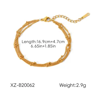 18k gold stainless steel multi-strand bead bracelet elegant titanium steel jewelry for women