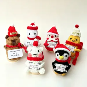 Handmade Crochet Christmas Theme Stuffed Animal Plush Toy Festive Home Decor Table Ornament Holiday Gift