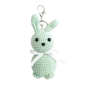 Cute handmade crochet rabbit keychain plush bag charm soft animal toy pendant for students