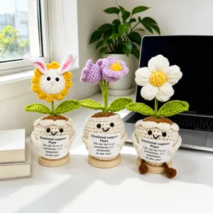 Handmade Crochet Knitted Potted Plant Positive Energy Emotional Support Flower Desk Ornament Graduation Gift