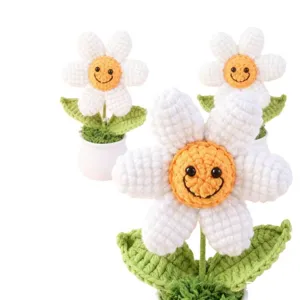 Handmade crochet sunflower potted plant cute daisy desk decor for cute teacher gifts set