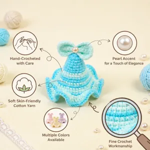 Chapeau nœud papillon crocheté à la main pour animaux et bébés, bonnet en laine doux.