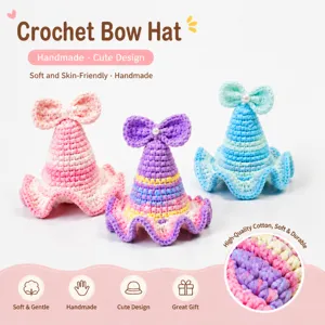 Mini Chapeau Haut de Forme Au Crochet Fait Main Accessoire Photo Anniversaire Bébé Mignon Chapeau Tricoté en Fil