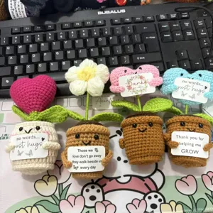Handmade crochet sunflower potted plant cute emotional support doll desk decor gift
