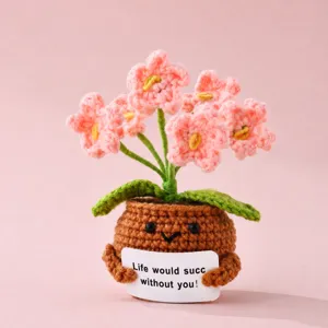 Handmade crochet potted plant knit cute flower doll positive energy desk decoration gift