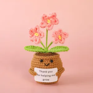 Handmade crochet potted plant knitted flower cute emotional desk decor gift ornament