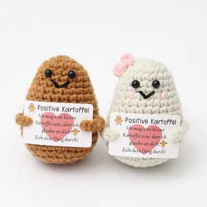 Handmade Crochet Positive Potato Doll Cute Woolen Yarn Stuffed Animal Creative Emotional Support Figurine Toy Gift