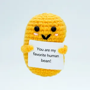 Handmade Crocheted Potato Doll Cute Knitted Wool Stuffed Animal Toy With Motivational Card Desktop Decor Gift