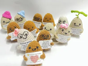 Handmade crochet positive potato doll desktop ornament cute knitted emotional support gift