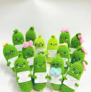 Handcrafted crochet pickle doll emotional support cute vegetable toy desktop decoration gift