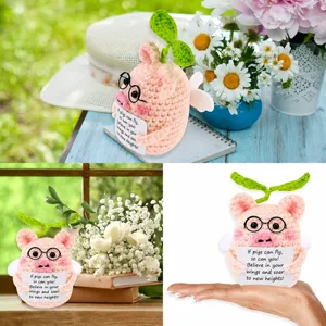 Handmade crochet pig emotional support mini cute toy positive gift new design item