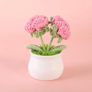 Handmade crochet flower potted plant wool knit desktop ornament home decoration small gift