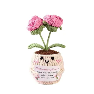 Handmade crochet potted flower cute knitted positive energy potted plant home decor gift
