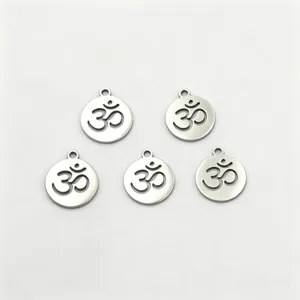 Pendentifs Symbole OM en Acier Inoxydable Breloques Rondes DIY Bijoux Lot de 5pcs