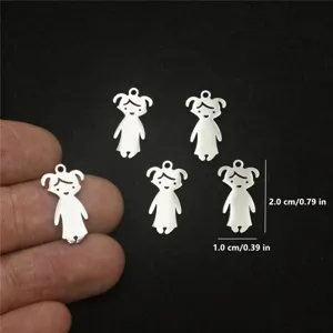 Pendentif Cartoon Garçon Et Fille en Acier Inoxydable DIY Couple Bracelet Collier Accessoires Fait Main Mignon Petit Charme