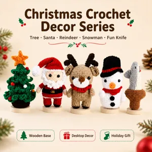 Handmade Crochet Potato Cucumber Doll Christmas Halloween Knitted Ornament Desktop Decor Cute Holiday Gift