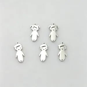 Pendentifs garcon et fille en acier inoxydable pour fabrication de bijoux DIY.