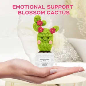 Emotional support crochet cactus potted plant cute handmade emotional companion gift for desk decor