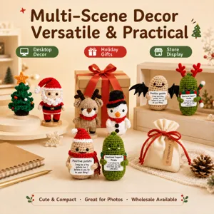 Handmade Christmas crochet doll ornaments cute wool decor for holiday desktop display