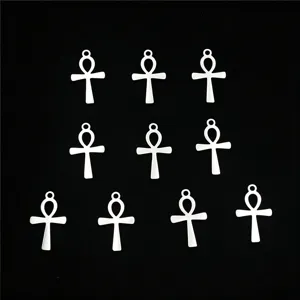 Mini Pendentif Croix Ankh en Acier Inoxydable Élément Égyptien Ancien Accessoires de Fabrication de Bijoux Bricolage Charme