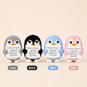 Handmade crochet penguin toy cute positive energy motivational car ornament gift