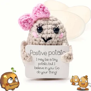 Handgemachte gehäkelte positive Kartoffel Plüschpuppe süße Mini Desktop Deko emotionaler Support.