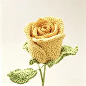 Handcrafted crochet yellow rose bouquet finished product home decor gift for girlfriend