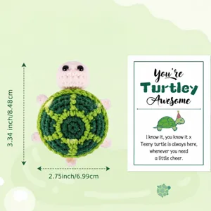 Handmade Crochet Positive Turtle Plush Toy Stuffed Animal with Encouragement Card Emotional Support Gift