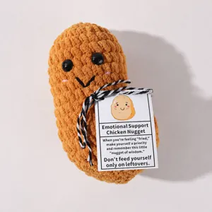Süßer Cartoon Hähnchennugget Polyester Plüschtier Handgestrickte Gefüllte Puppe Emotionaler Trost Heimdekoration Geschenk